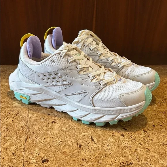 NWOT Hoka Anacapa Breeze Low Trail Hiking Shoes in Alabaster/Mint, Size 8 - Picture 2 of 10